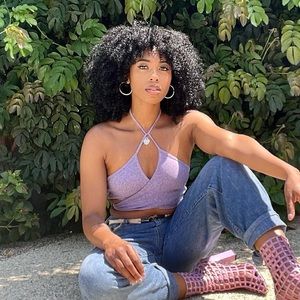 Multiwear cotton crop top in purple